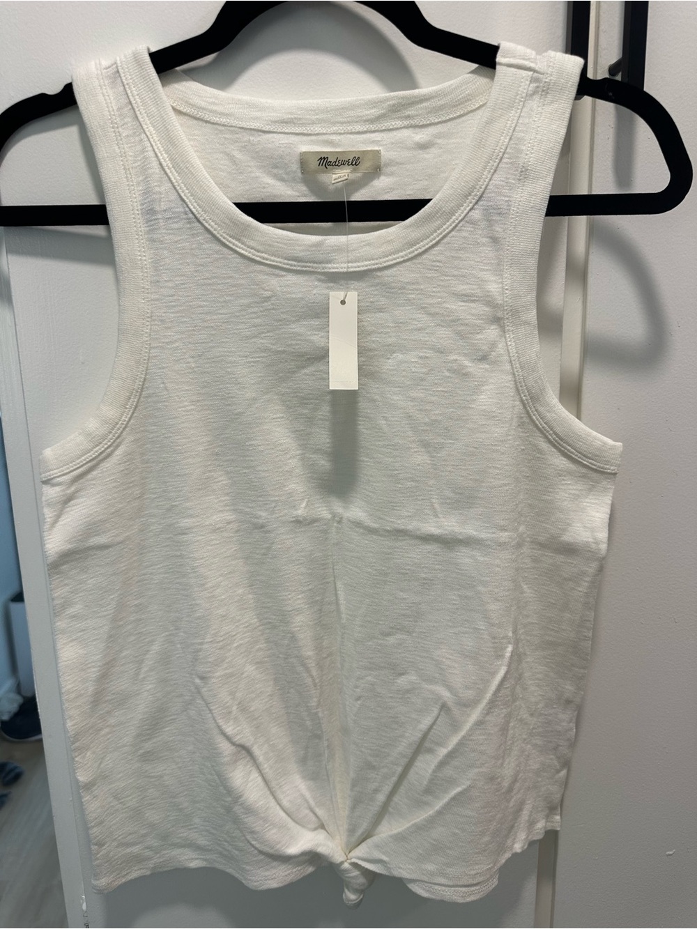 Madewell White Tank Top with Front Tie